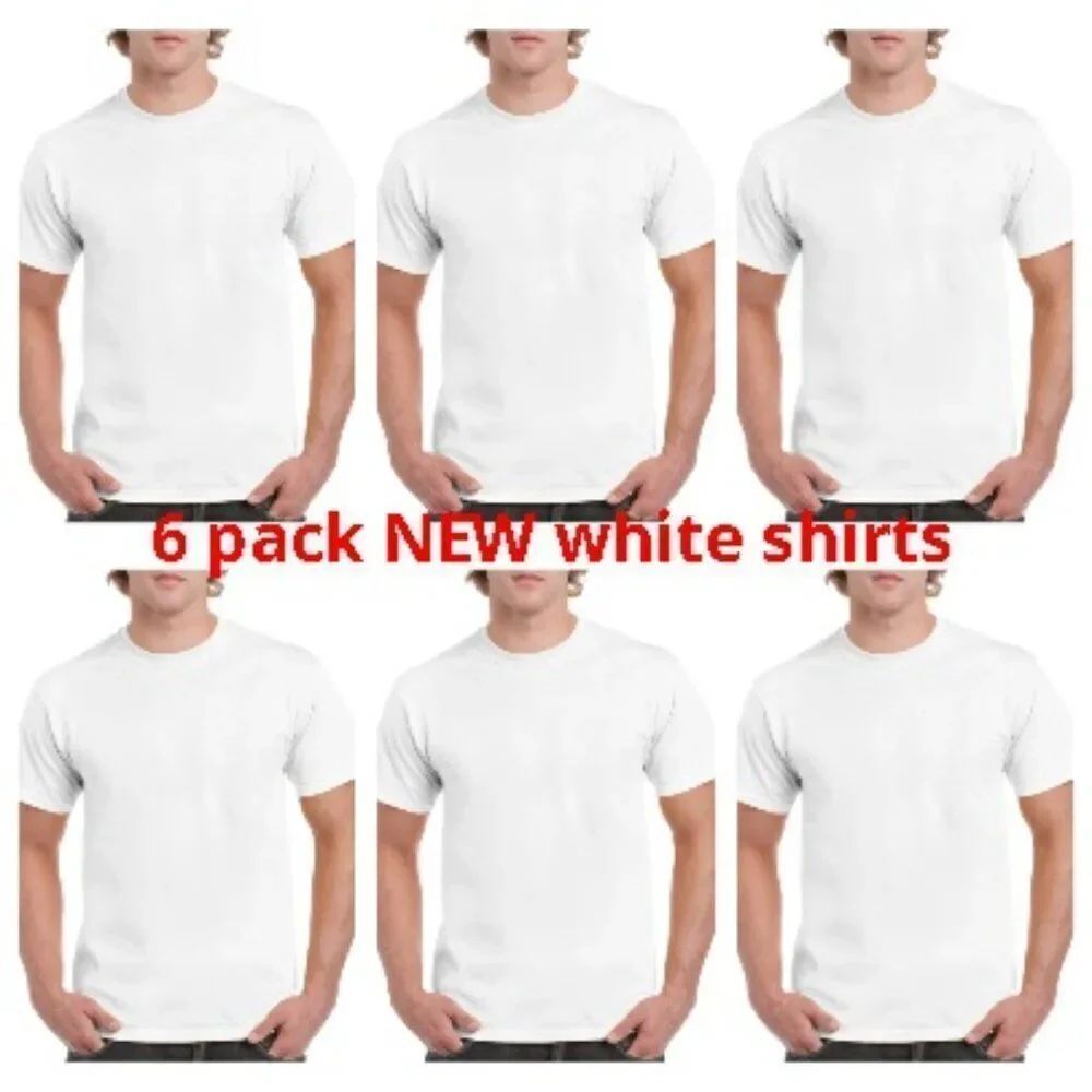 NEW 6 pack men shirt short sleeve 6 white shirts great deal!